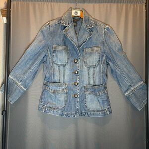 vintage Banana Republic Women's Denim Jean Jacket Blazer 3/4 Sleeve Medium Wash